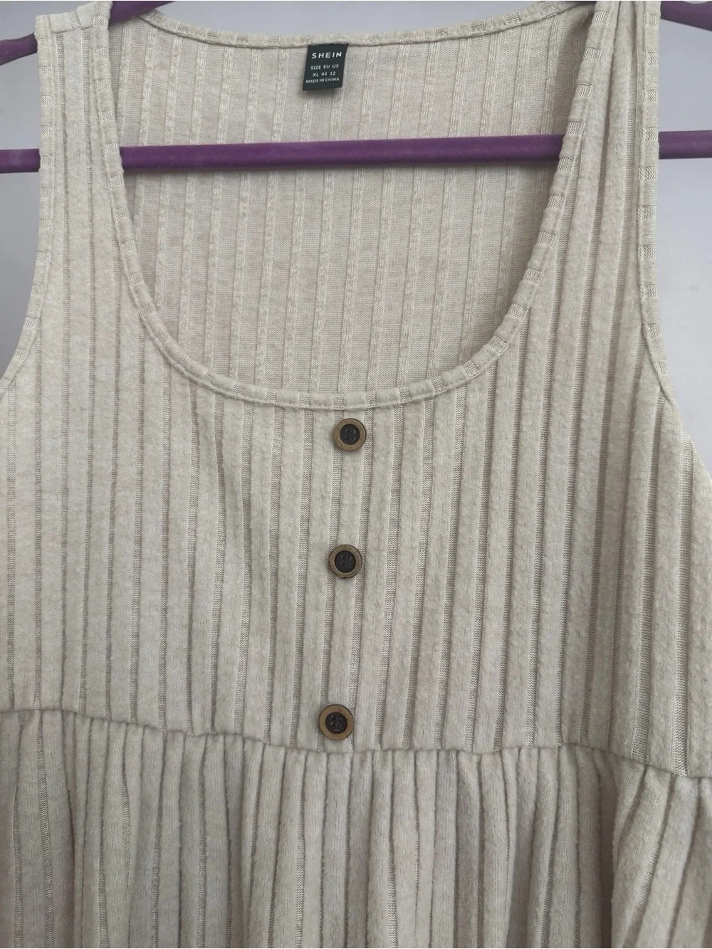 SHEIN Cream Ribbed Button Front Swing Tank - Picture 4 of 7
